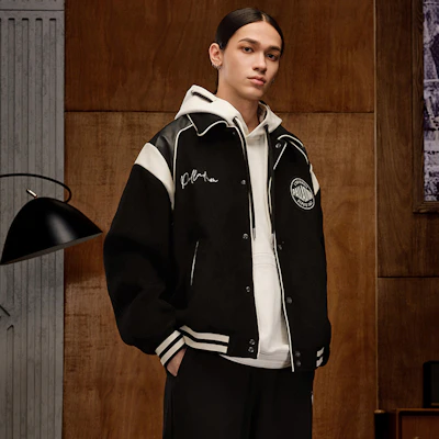 Palladium 男女休閒寬鬆款字母印花棒球外套 - 鉛黑色 1010593 Details for Palladium 男女休閒寬鬆款字母印花棒球外套 - 鉛黑色 1010593