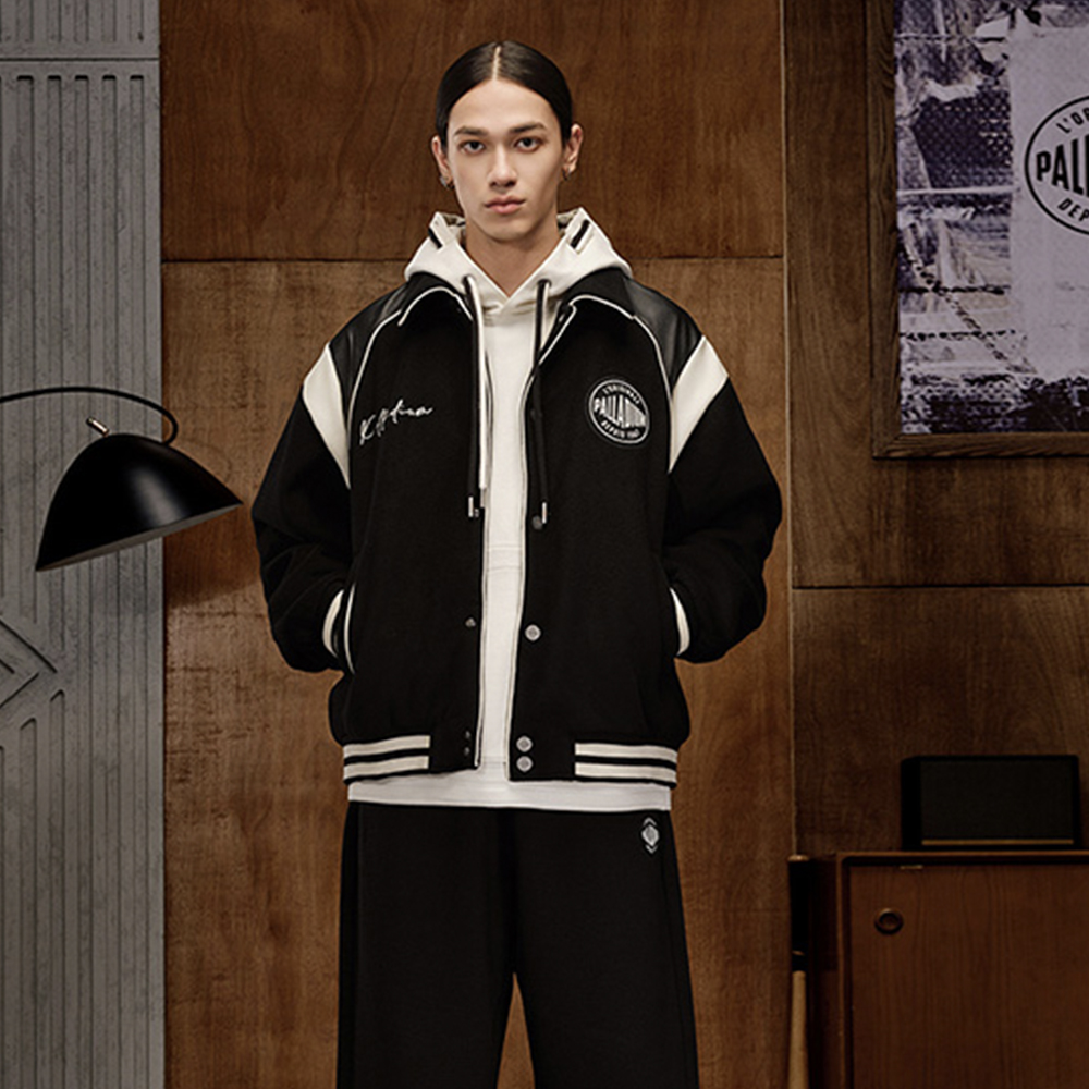 Cheap Palladium 男女休閒寬鬆款字母印花棒球外套 - 鉛黑色 1010593