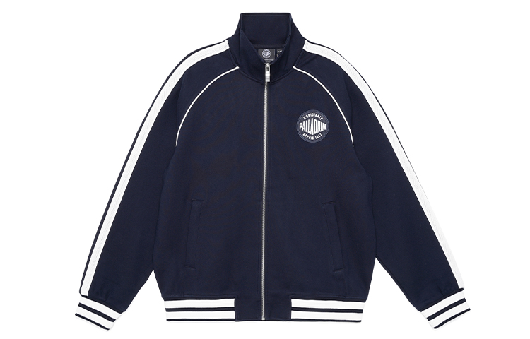 Shop PALLADIUM 復古徽標條紋立領運動外套 108915