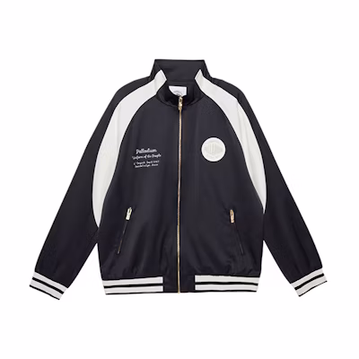 PALLADIUM Vintage Retro Coach Jacket Deep Navy拼接亮面立领 107744-477