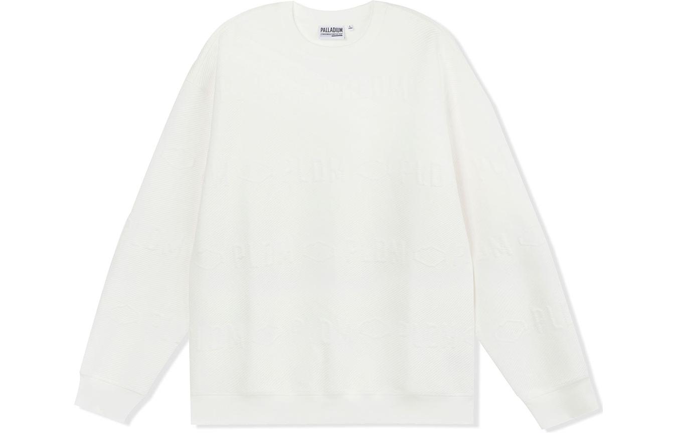 PALLADIUM White Crewneck Sweatshirt Unisex - Solid Color Letter Jacquard Design 107216-101