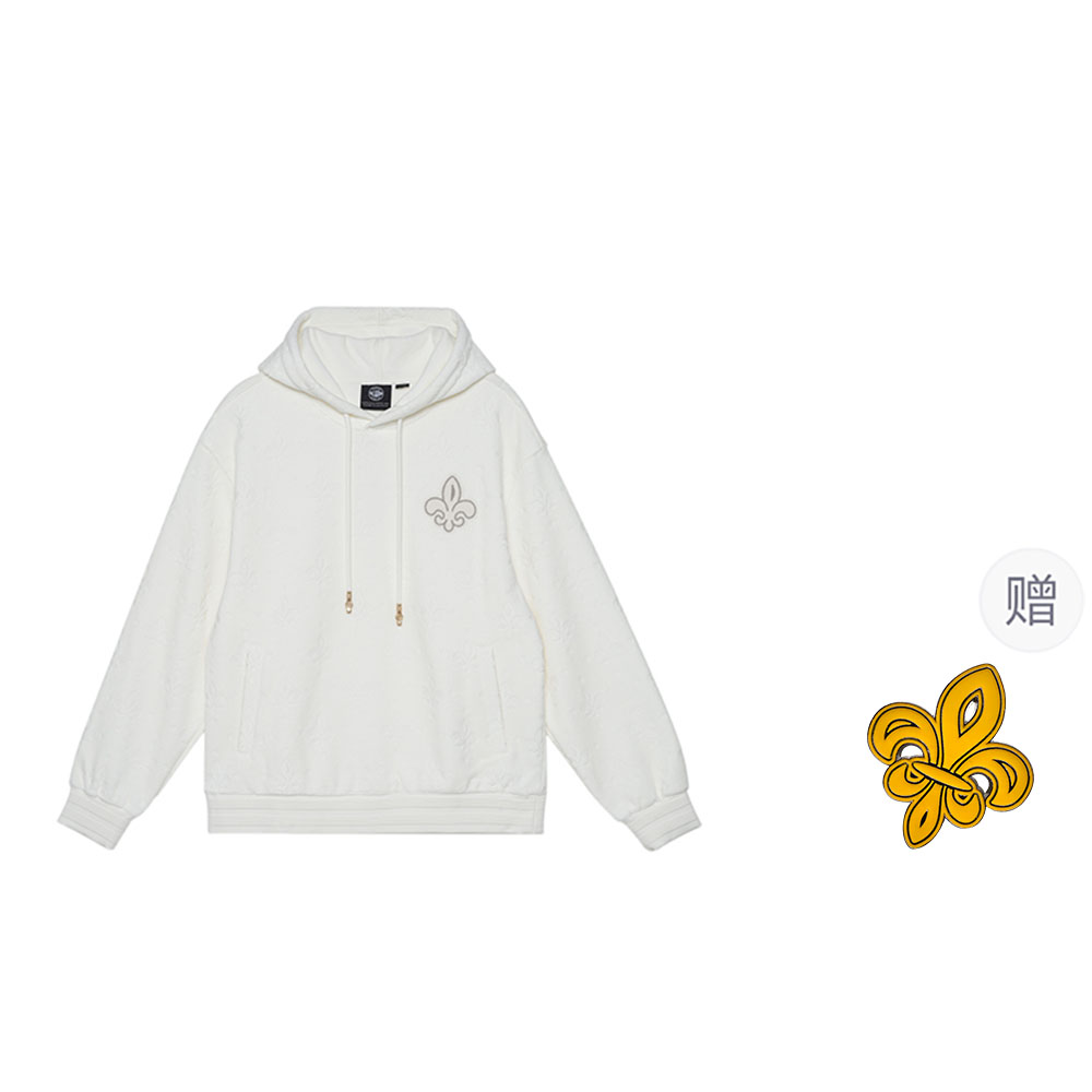 Palladium White Oversized Hoodie with Allover Iris Logo - Unisex. 109198-902