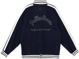 PALLADIUM Zip-Up Varsity Jacket with Letter Print in Deep Navy 107743-477 PALLADIUM Zip-Up Varsity Jacket with Letter Print in Deep Navy 107743-477