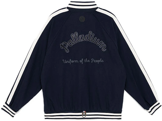 PALLADIUM Jaket Varsity Zip-Up dengan Cetakan Huruf Warna Navy Gelap 107743-477 Buy PALLADIUM Jaket Varsity Zip-Up dengan Cetakan Huruf Warna Navy Gelap 107743-477