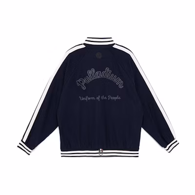 PALLADIUM Zip-Up Varsity Jacket with Letter Print in Deep Navy 107743-477
