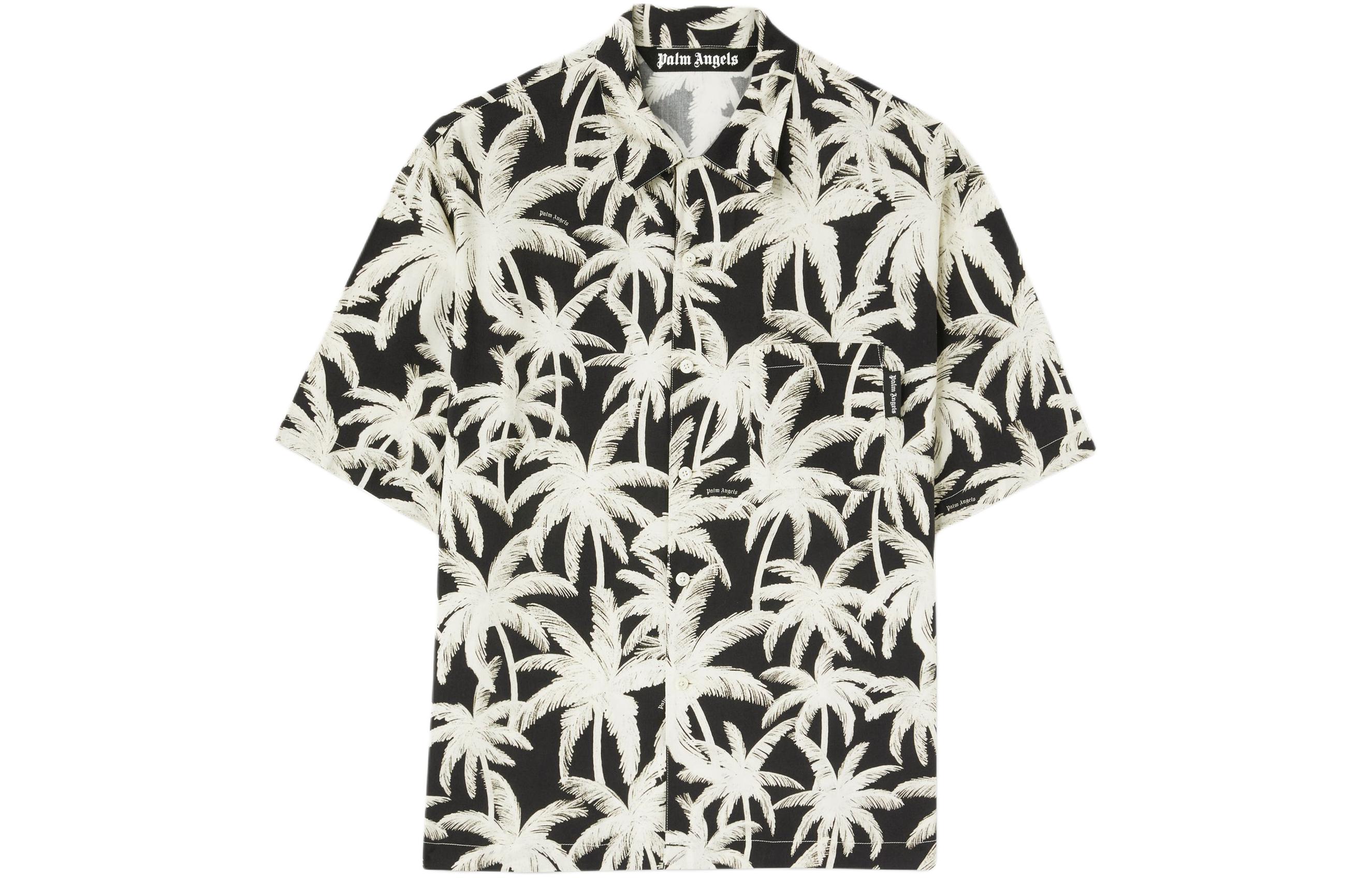 Palm Angels  Black All-Over Print Short Sleeve Shirt. PMGG005R24FAB0011003