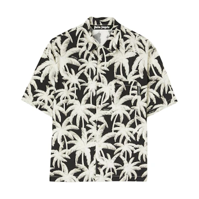 Palm Angels Black All-Over Print Short Sleeve Shirt. PMGG005R24FAB0011003