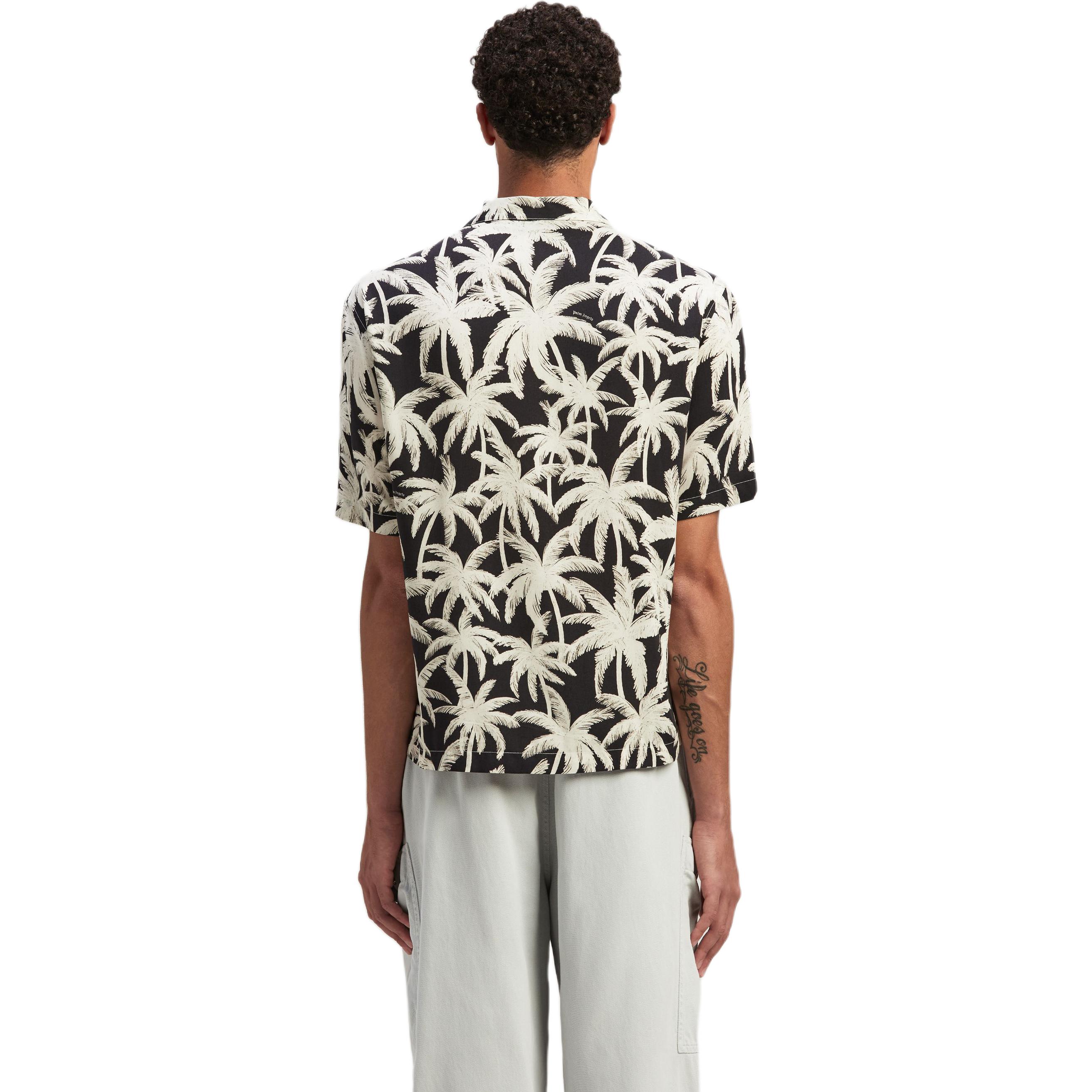 Shop パーム エンジェルス ブラック オールオーバープリント 半袖シャツ. PMGG005R24FAB0011003