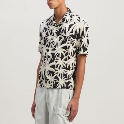 팜엔젤스 블랙 올오버 프린트 반팔 셔츠. PMGG005R24FAB0011003 Purchase 팜엔젤스 블랙 올오버 프린트 반팔 셔츠. PMGG005R24FAB0011003