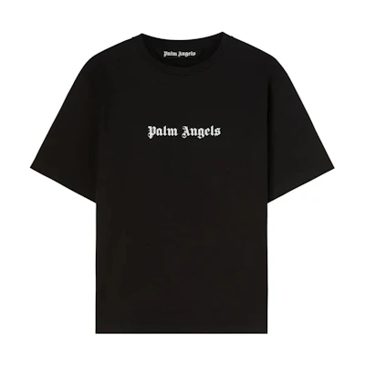 PALM ANGELS Black Crewneck Letter Print T-Shirt. 23APMAA089F23JER0021-001
