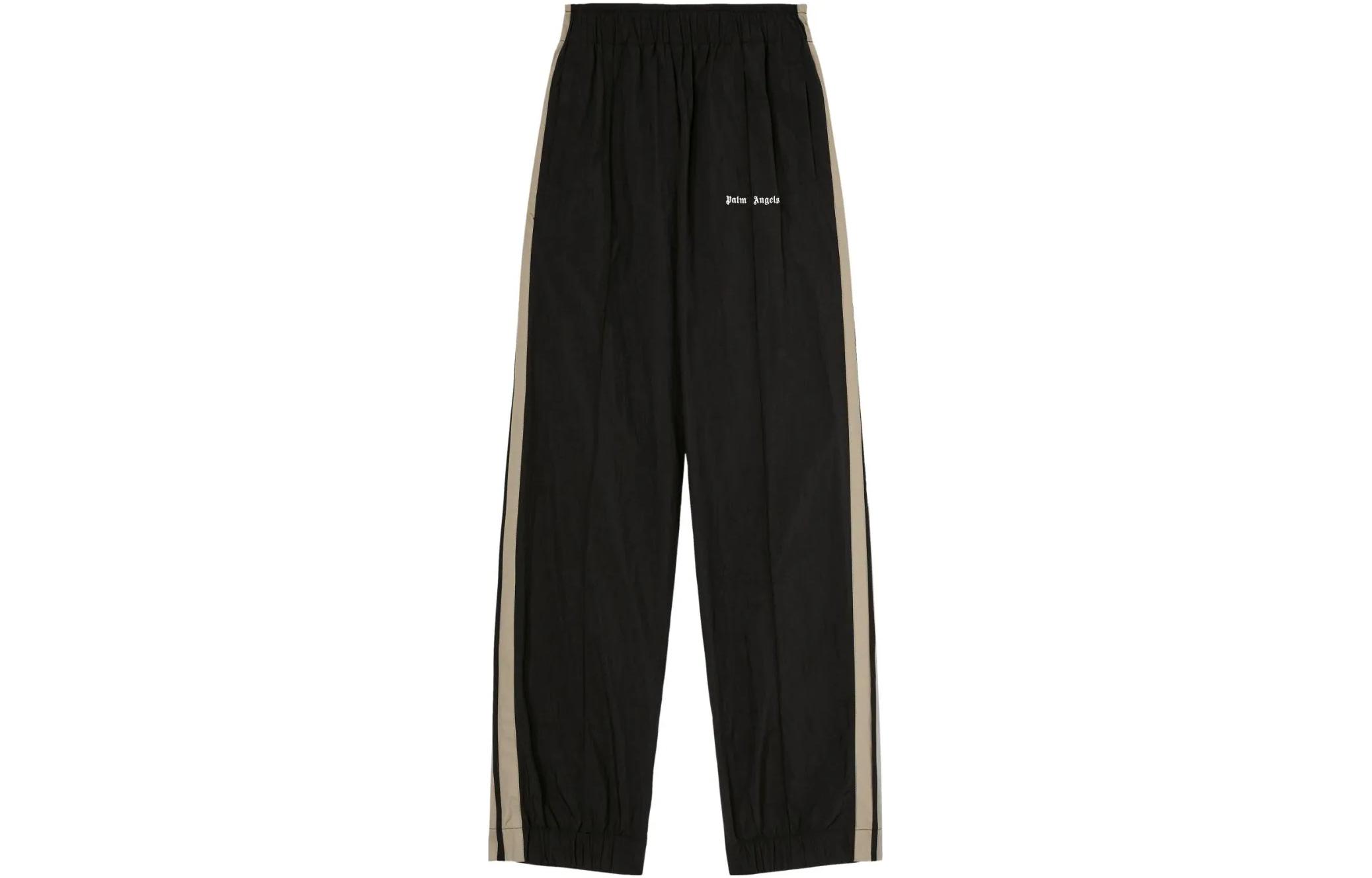 Palm Angels  Black Elastic Alphabet Print Casual Pants. PMCJ018F23FAB0011003