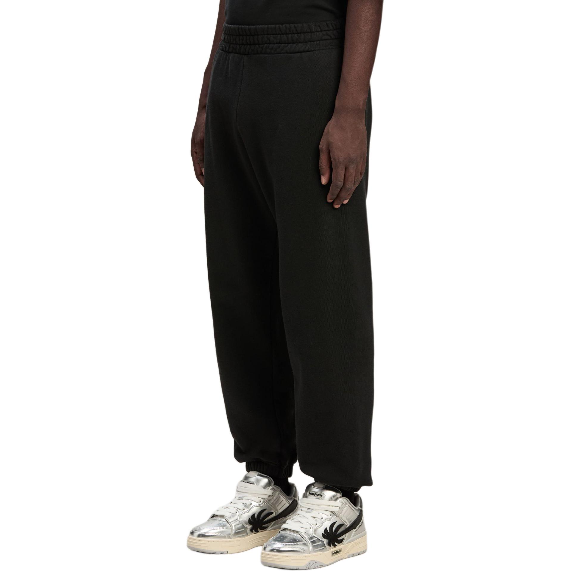Purchase Palm Angels  Black Elastic Waistband Casual Pants with Collegiate Print PMCH013F24FLE0011026