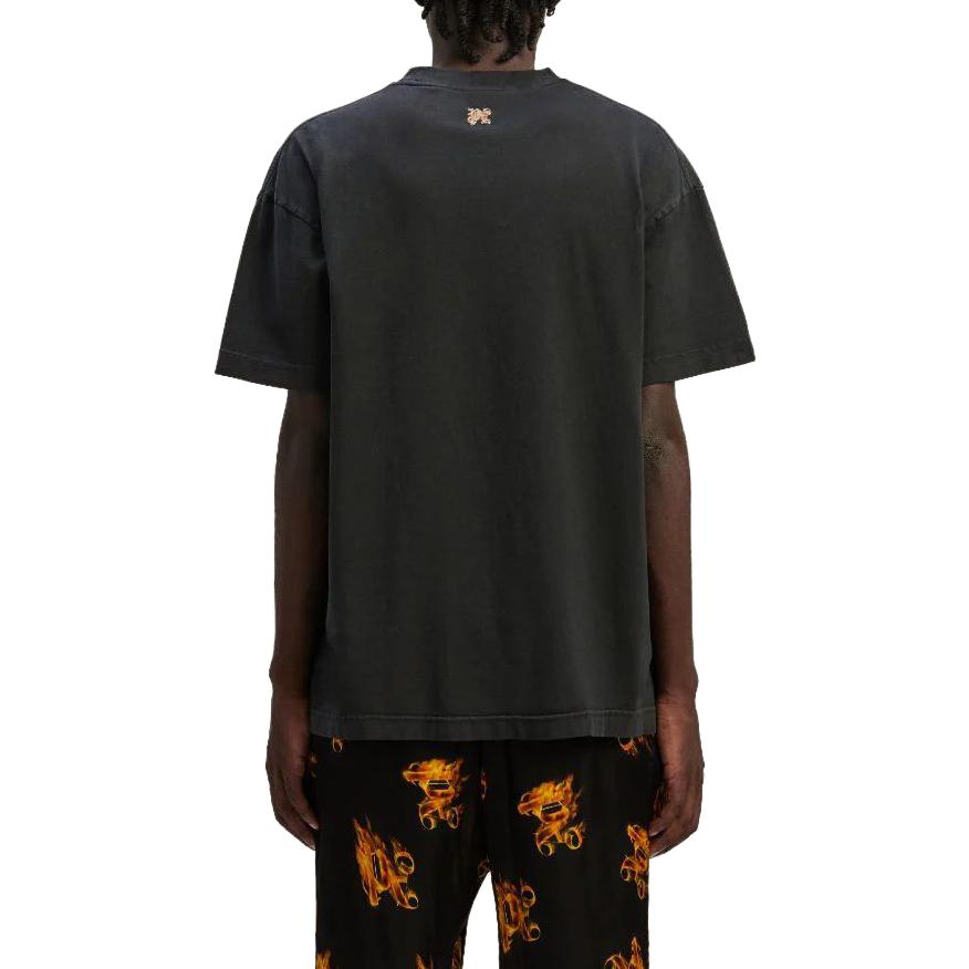 Lookbook Palm Angels  Black Flame Logo Print Crew Neck Short Sleeve T-Shirt PMAA072R24JER0011076