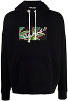 PALM ANGELS Black Hoodie with Botanical Letter Graphic. PMBB058S21FLE0041001 PALM ANGELS Black Hoodie with Botanical Letter Graphic. PMBB058S21FLE0041001