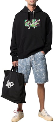 PALM ANGELS 黑色连帽衫植物字母图案. PMBB058S21FLE0041001 Lookbook PALM ANGELS 黑色连帽衫植物字母图案. PMBB058S21FLE0041001