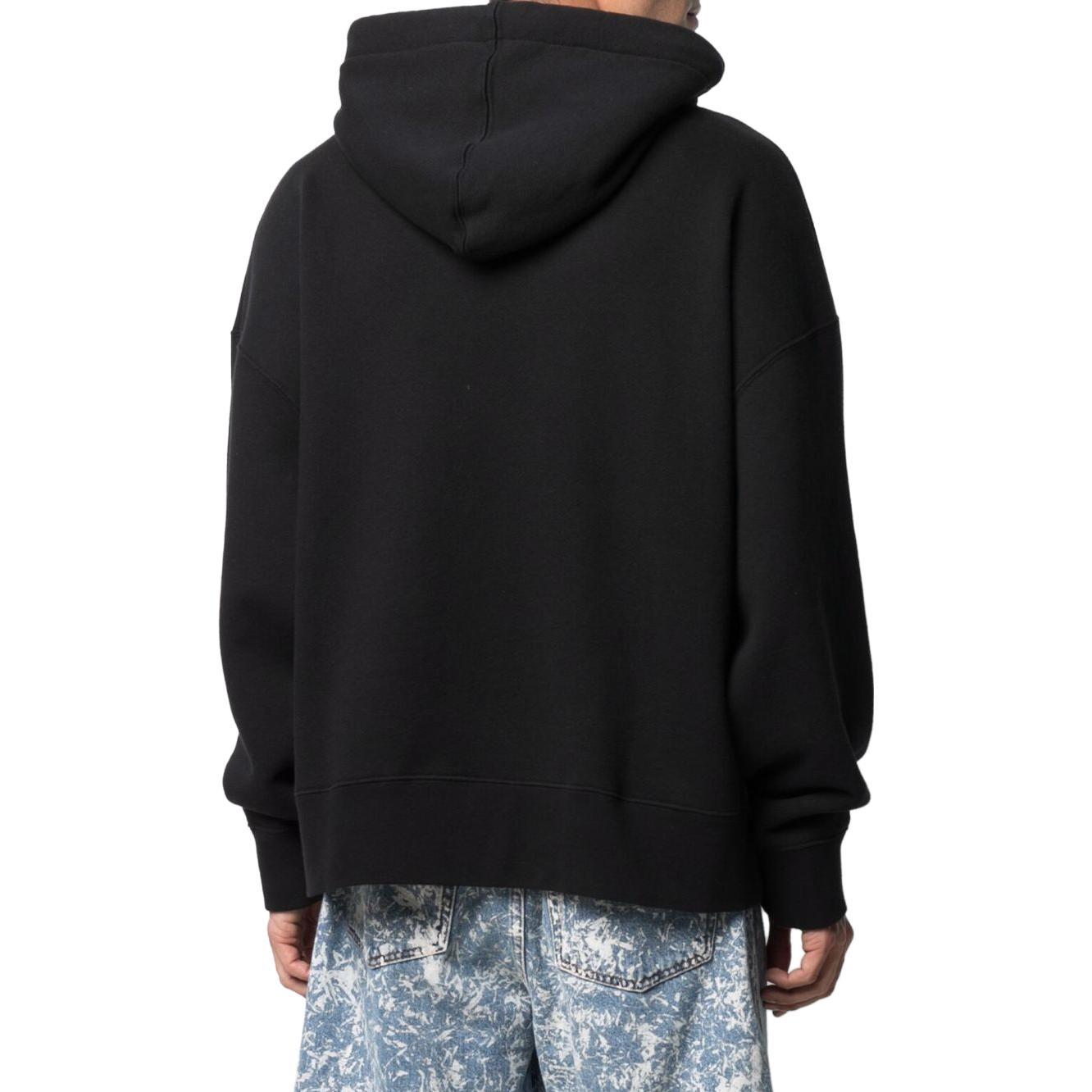 Shop PALM ANGELS 黑色连帽衫植物字母图案. PMBB058S21FLE0041001