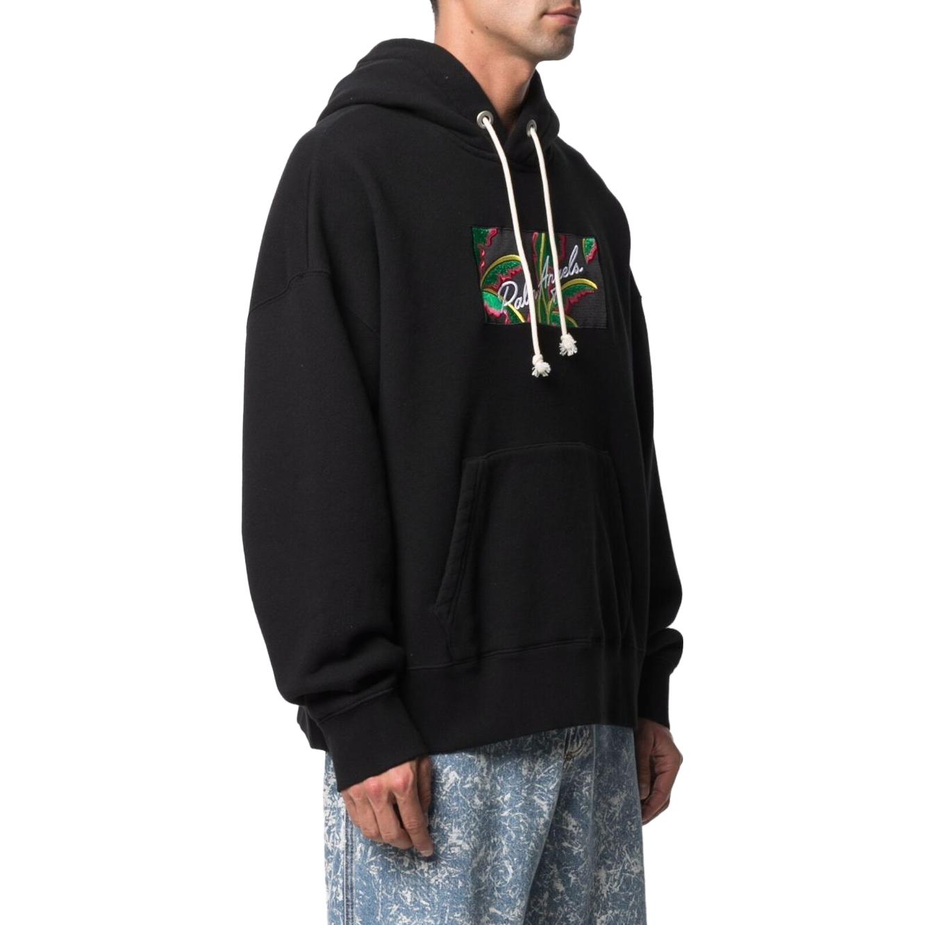 Purchase PALM ANGELS 黑色连帽衫植物字母图案. PMBB058S21FLE0041001