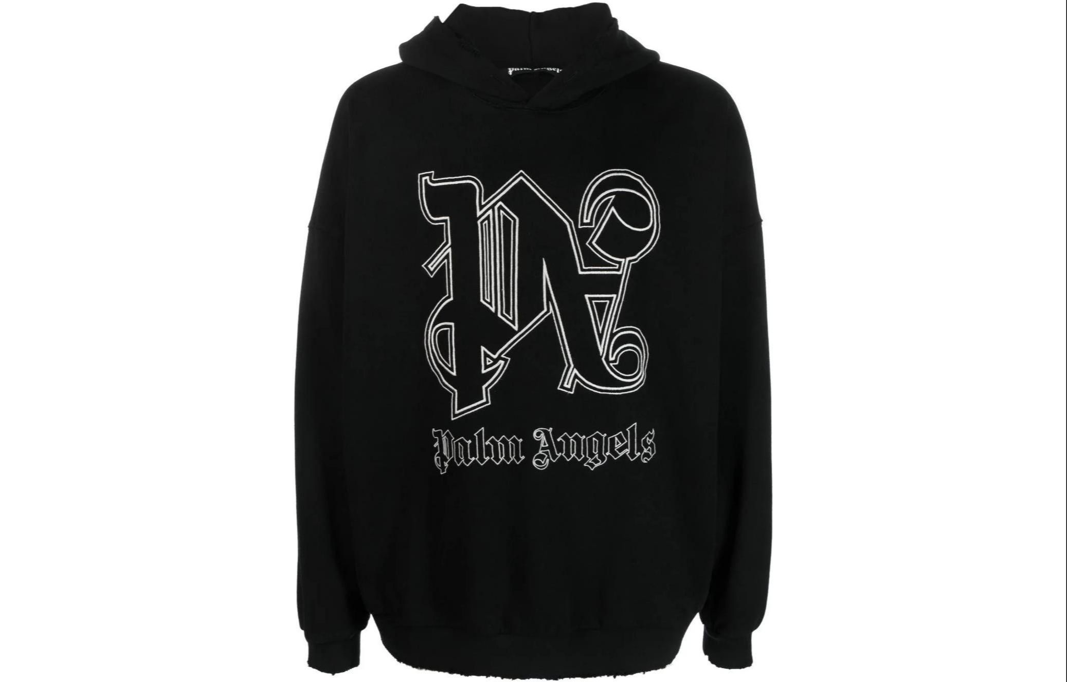Order Palm Angels Hoodie Hitam dengan Desain Letter Print Pullover. PMBB126E23FLE0011003