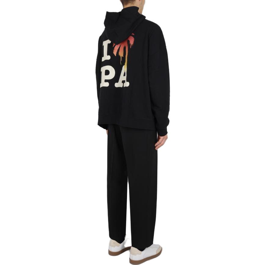 Shop Palm Angels Hoodie Hitam Letter Print Pullover PMBB126F23FLE0021025