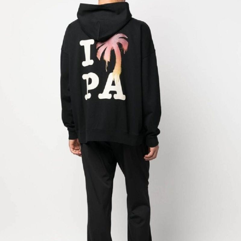 Details for Palm Angels Hoodie Hitam Letter Print Pullover PMBB126F23FLE0021025