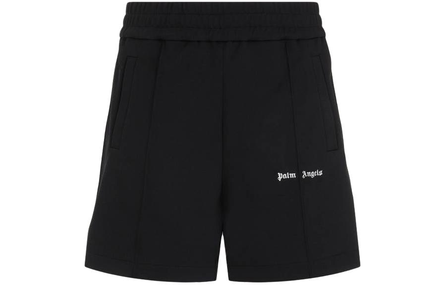 Palm Angels  Black Letter Stripe Print Elastic Casual Shorts PMCL004S24FAB0021003