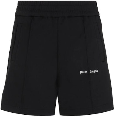 Palm Angels Black Letter Stripe Print Elastic Casual Shorts PMCL004S24FAB0021003 Order Palm Angels Black Letter Stripe Print Elastic Casual Shorts PMCL004S24FAB0021003
