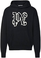PALM ANGELS Black Logo Print Pullover Hoodie PMHU006R24KNI0011003 PALM ANGELS Black Logo Print Pullover Hoodie PMHU006R24KNI0011003