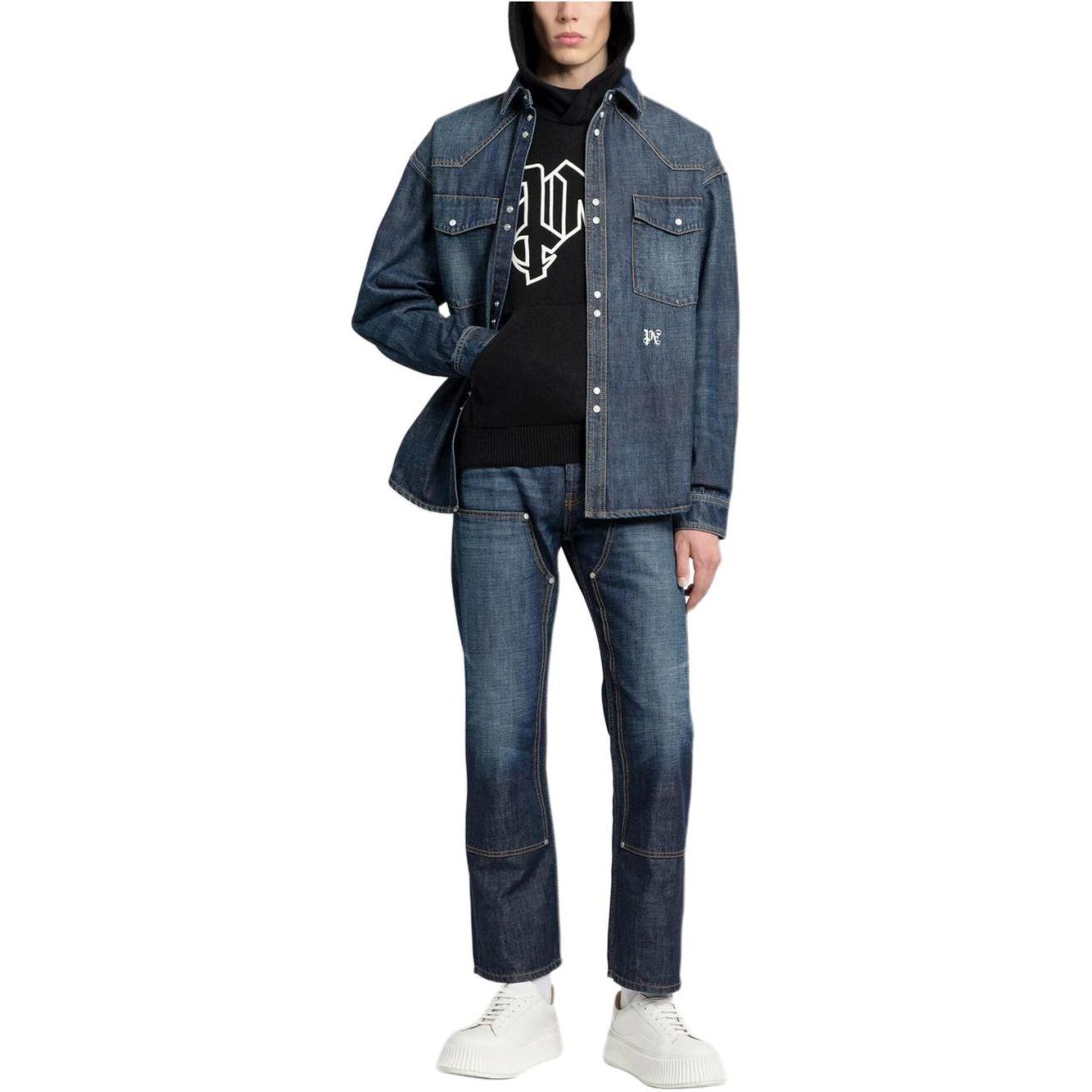 Sizing PALM ANGELS 黑色 Logo 印花連帽衛衣 PMHU006R24KNI0011003