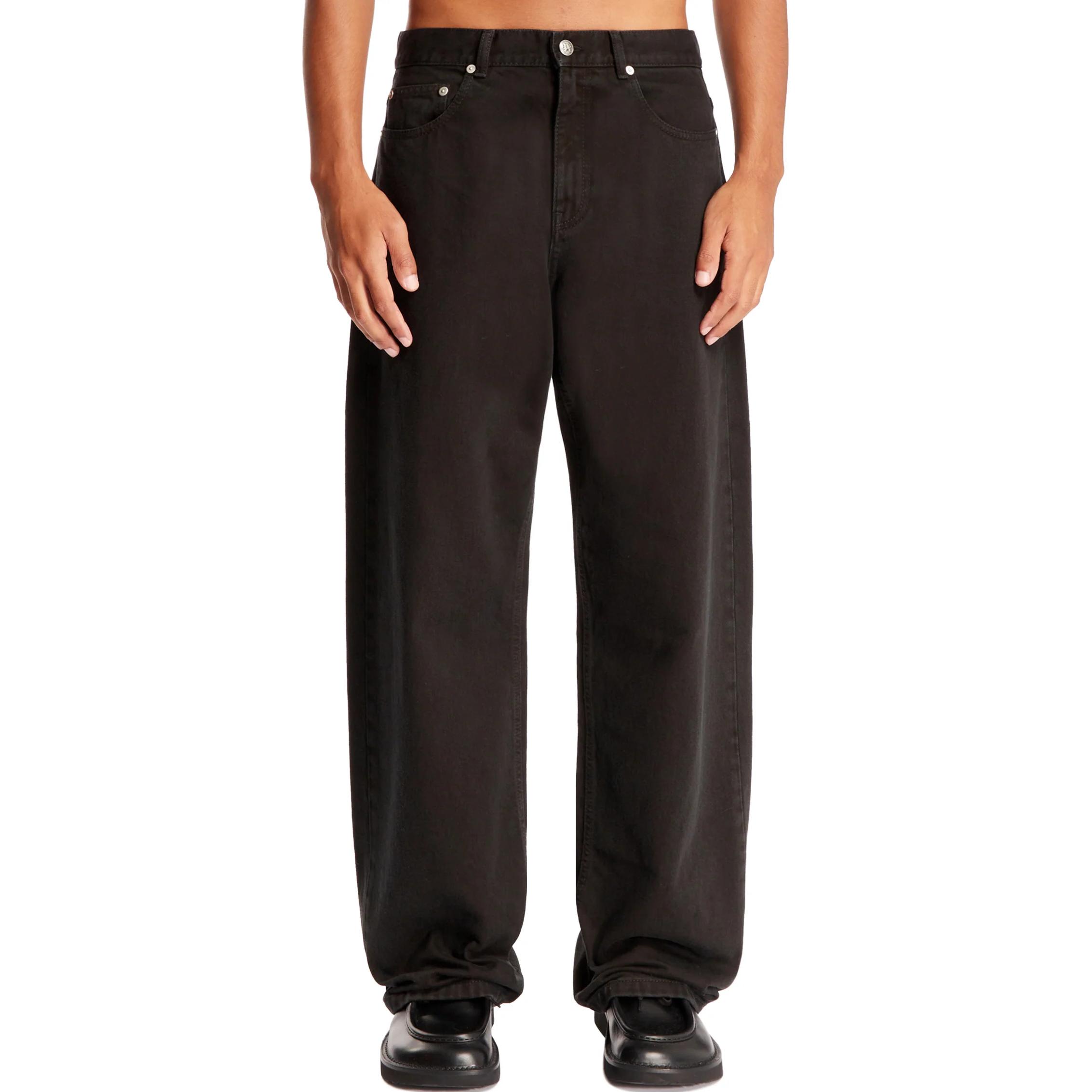 Order PALM ANGELS  Black Mid-Waist Straight-Leg Zipper Jeans. PMYA041F24DEN0051010