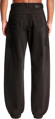 PALM ANGELS Black Mid-Waist Straight-Leg Zipper Jeans. PMYA041F24DEN0051010 Lookbook PALM ANGELS Black Mid-Waist Straight-Leg Zipper Jeans. PMYA041F24DEN0051010