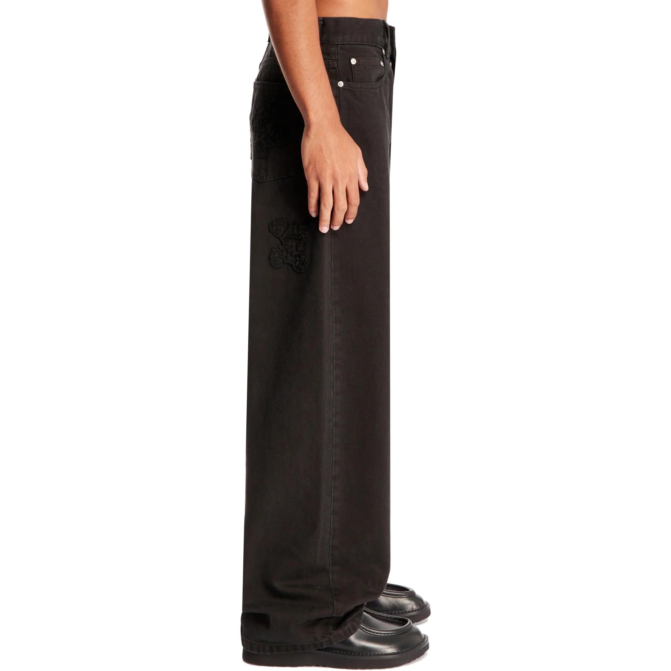 Purchase PALM ANGELS  Black Mid-Waist Straight-Leg Zipper Jeans. PMYA041F24DEN0051010