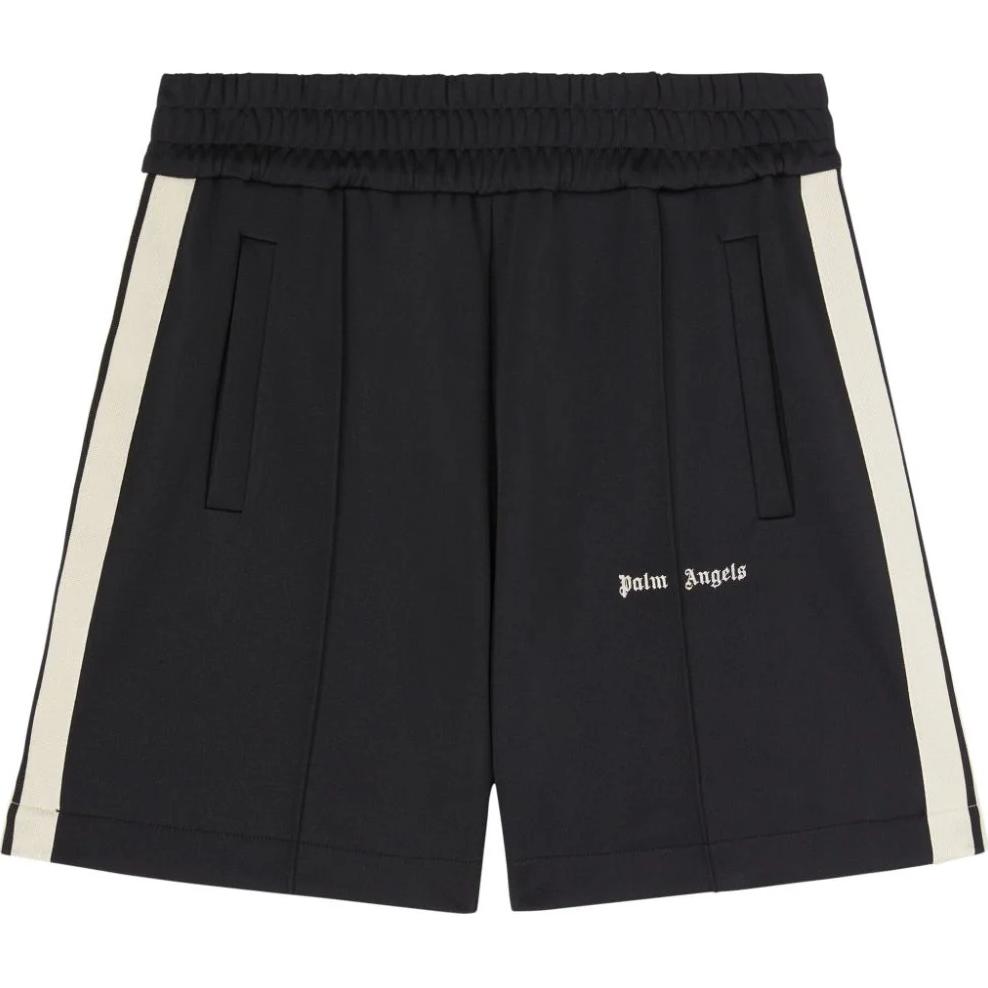 Palm Angels  Black Side Stripe Logo Print Casual Shorts. PMCL004C99FAB0011003