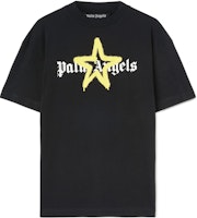Palm Angels Black Star Spray Paint Print Crewneck T-Shirt. PMAA001C99JER0241018 Palm Angels Black Star Spray Paint Print Crewneck T-Shirt. PMAA001C99JER0241018