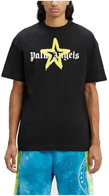 팜 엔젤스 블랙 스타 스프레이 페인트 프린트 크루넥 티셔츠. PMAA001C99JER0241018 Lookbook 팜 엔젤스 블랙 스타 스프레이 페인트 프린트 크루넥 티셔츠. PMAA001C99JER0241018