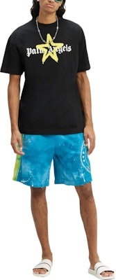 팜 엔젤스 블랙 스타 스프레이 페인트 프린트 크루넥 티셔츠. PMAA001C99JER0241018 Shop 팜 엔젤스 블랙 스타 스프레이 페인트 프린트 크루넥 티셔츠. PMAA001C99JER0241018