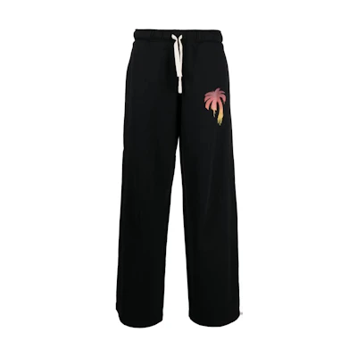 PALM ANGELS Black Straight-Leg Cotton Casual Pants PMCH018F23FLE001