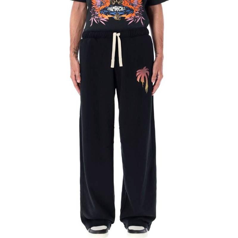 Lookbook PALM ANGELS  Black Straight-Leg Cotton Casual Pants PMCH018F23FLE001