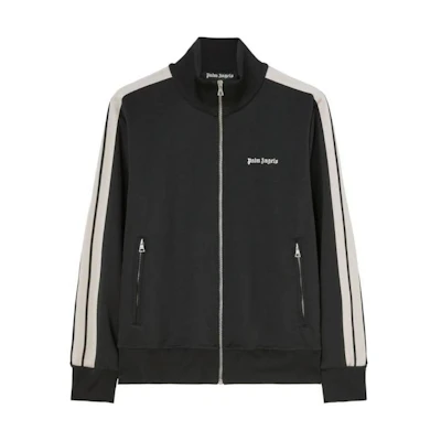 Palm Angels Black Striped Zip-Up Track Jacket with Stand Collar PMBD058S24FAB0011003