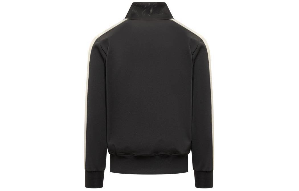 Lookbook Chaqueta Negra Palm Angels de Pista con Cremallera y Cuello Alto a Rayas. PMBD058S24FAB0011003