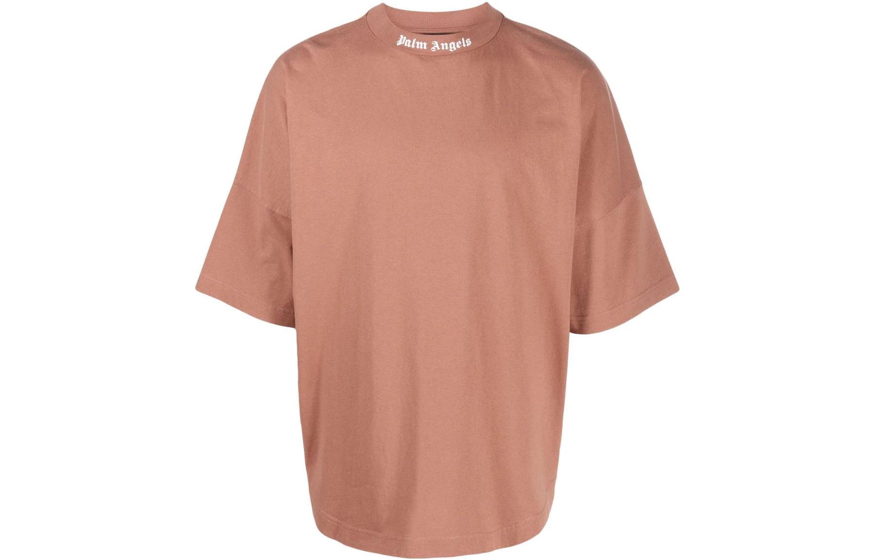 Palm Angels  Brick Color Back Logo Print Crewneck T-Shirt. PMAA002S22JER0076401