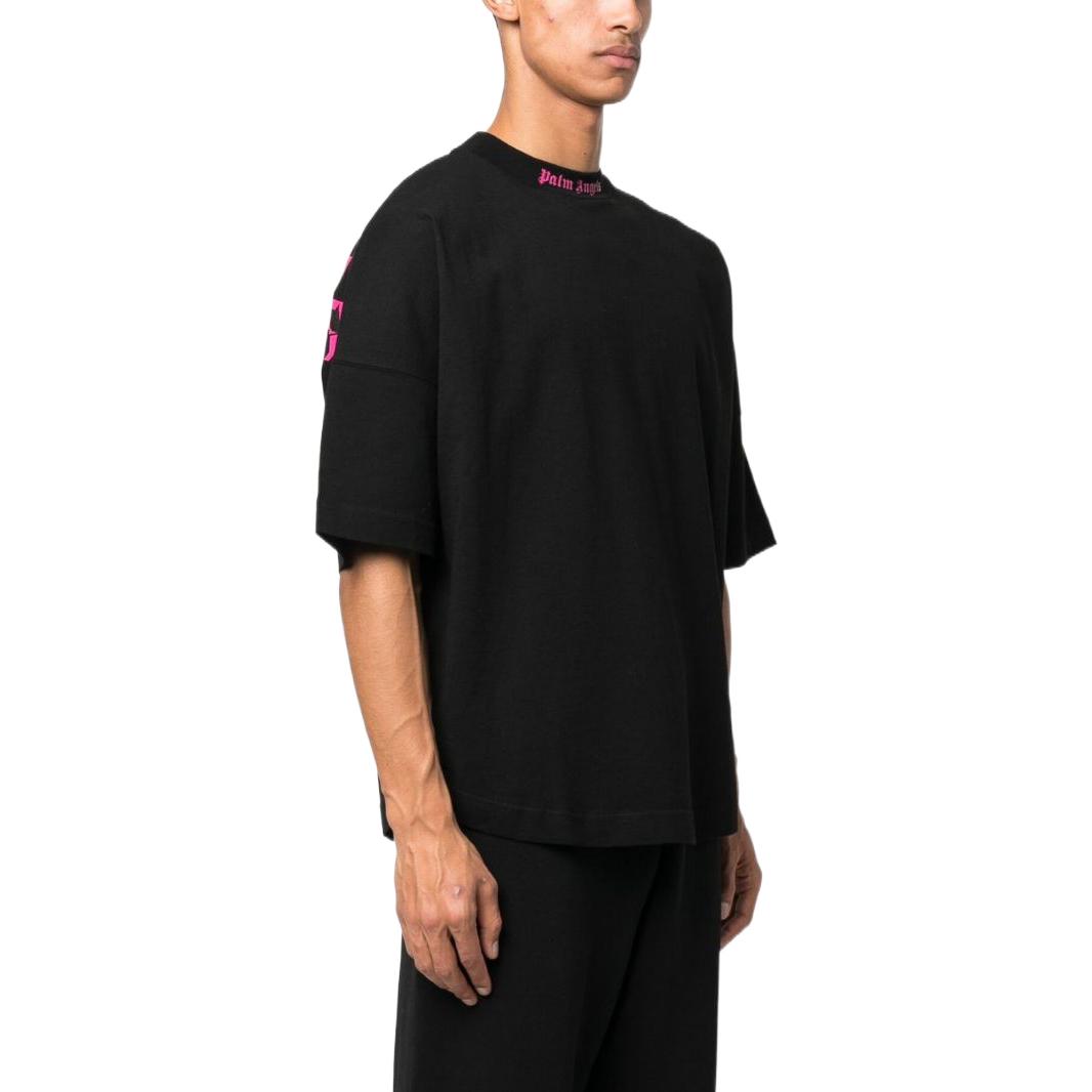 Purchase Palm Angels  Casual Letter Print Crewneck T-Shirt Black PMAA002C99JER0081032