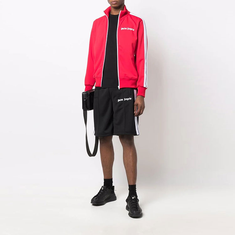 Lookbook PALM ANGELS  Classic Logo Side Stripe Track Shorts Black. PMCB011C99FAB001-1001
