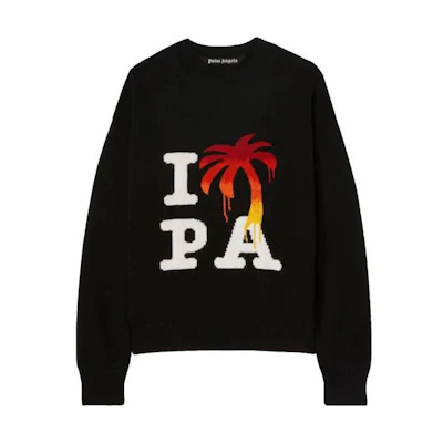 PALM ANGELS Crewneck Letter Embroidered Long Sleeve Knit Sweater. PMHE054F23KNI0061025