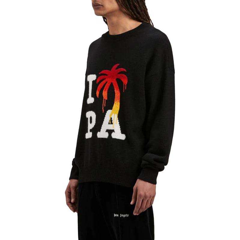 Purchase PALM ANGELS Crewneck Sweater Rajut Lengan Panjang Bordir Huruf. PMHE054F23KNI0061025