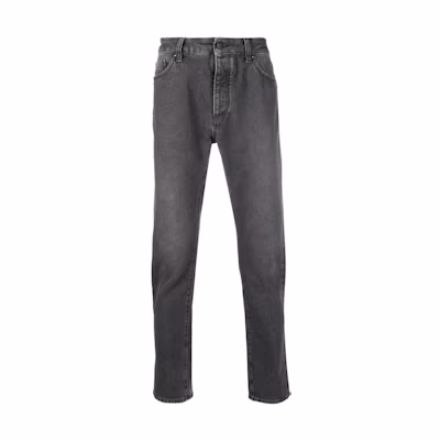Palm Angels Distressed Straight-Leg Black Denim Jeans. PMYA012C99DEN0011001