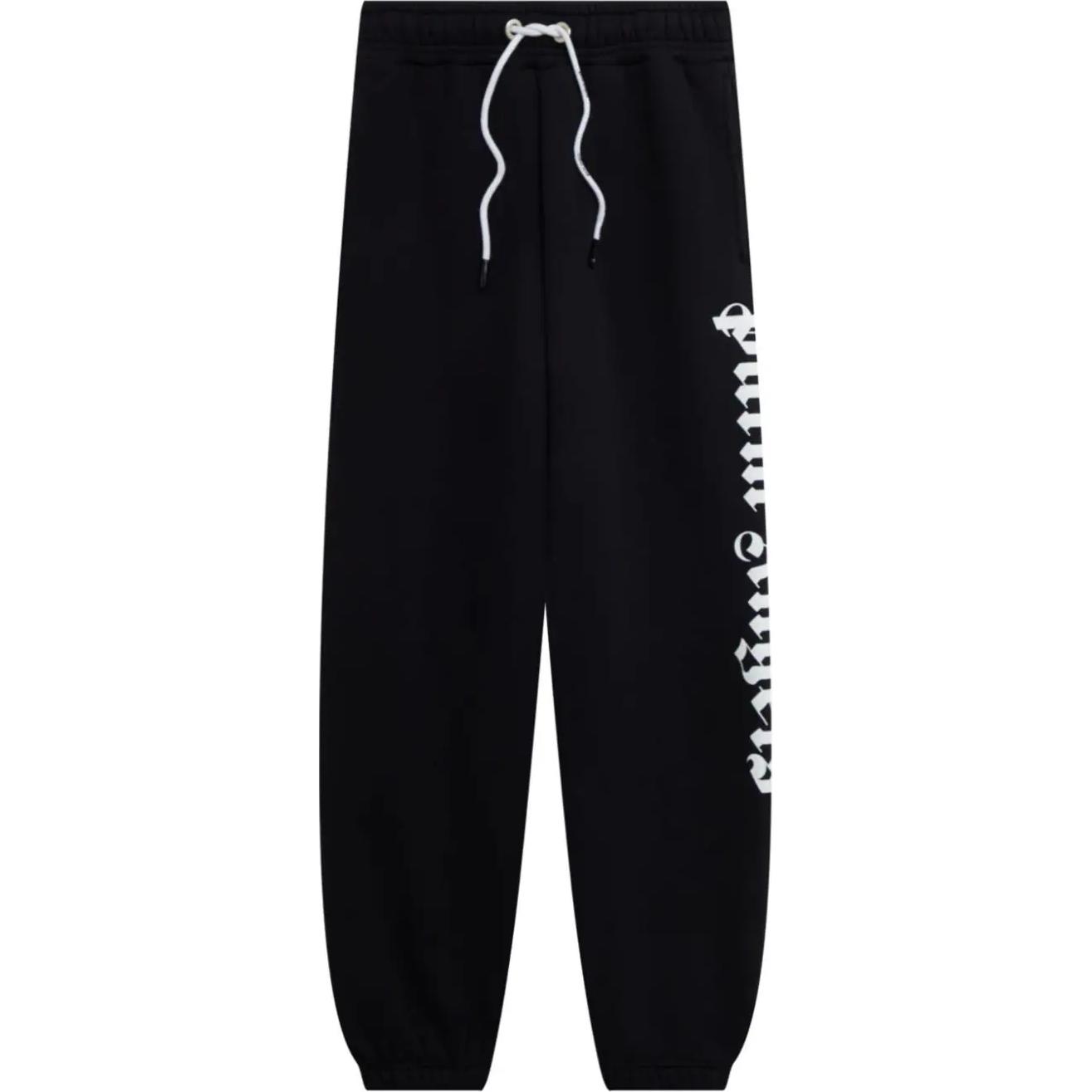 Palm Angels  Elastic Waist Casual Pants Black with Logo Print PMCH010C99FLE0021001