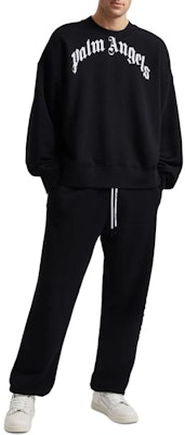 Palm Angels Elastic Waist Casual Pants Black with Logo Print PMCH010C99FLE0021001 Shop Palm Angels Elastic Waist Casual Pants Black with Logo Print PMCH010C99FLE0021001