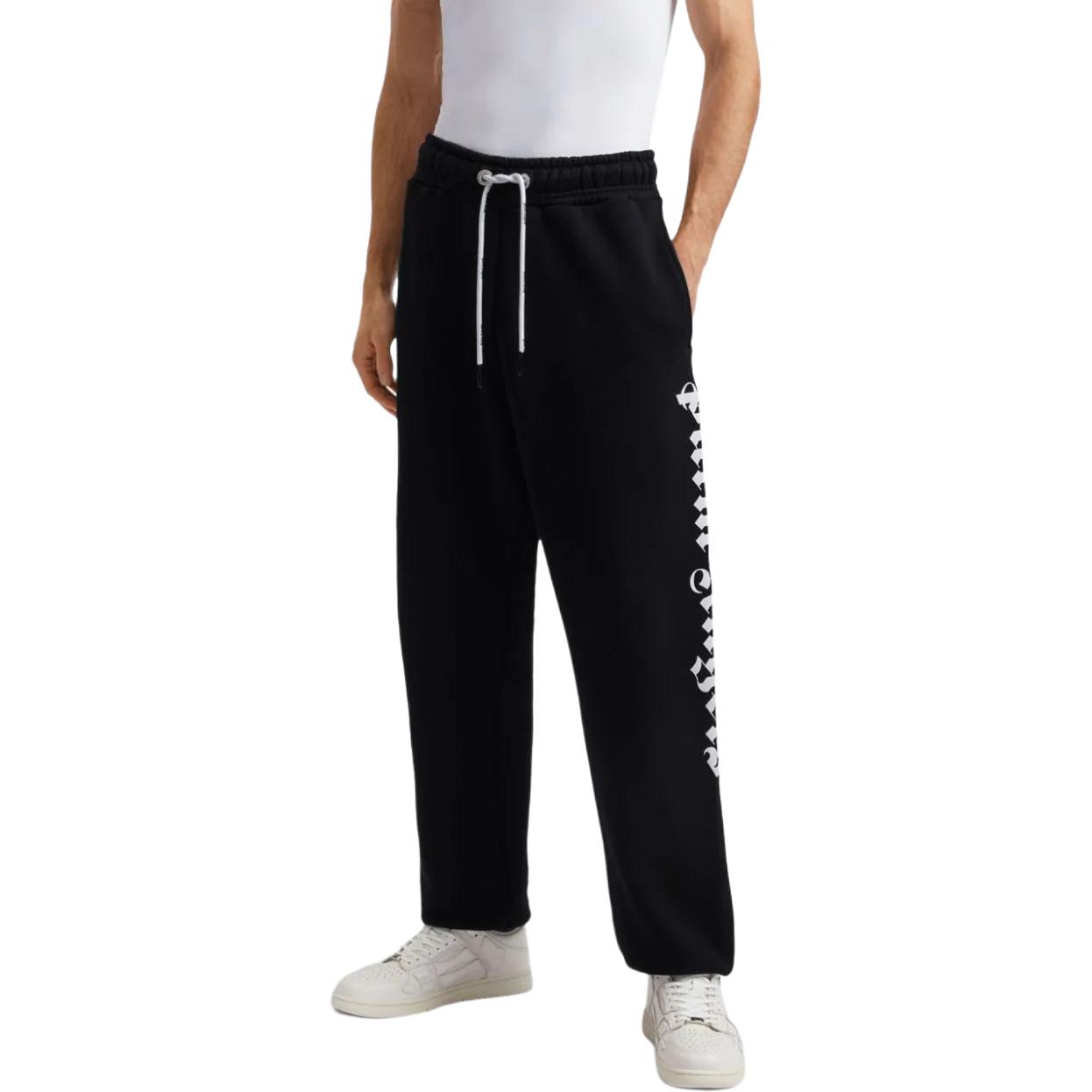 Purchase Palm Angels  Elastic Waist Casual Pants Black with Logo Print PMCH010C99FLE0021001