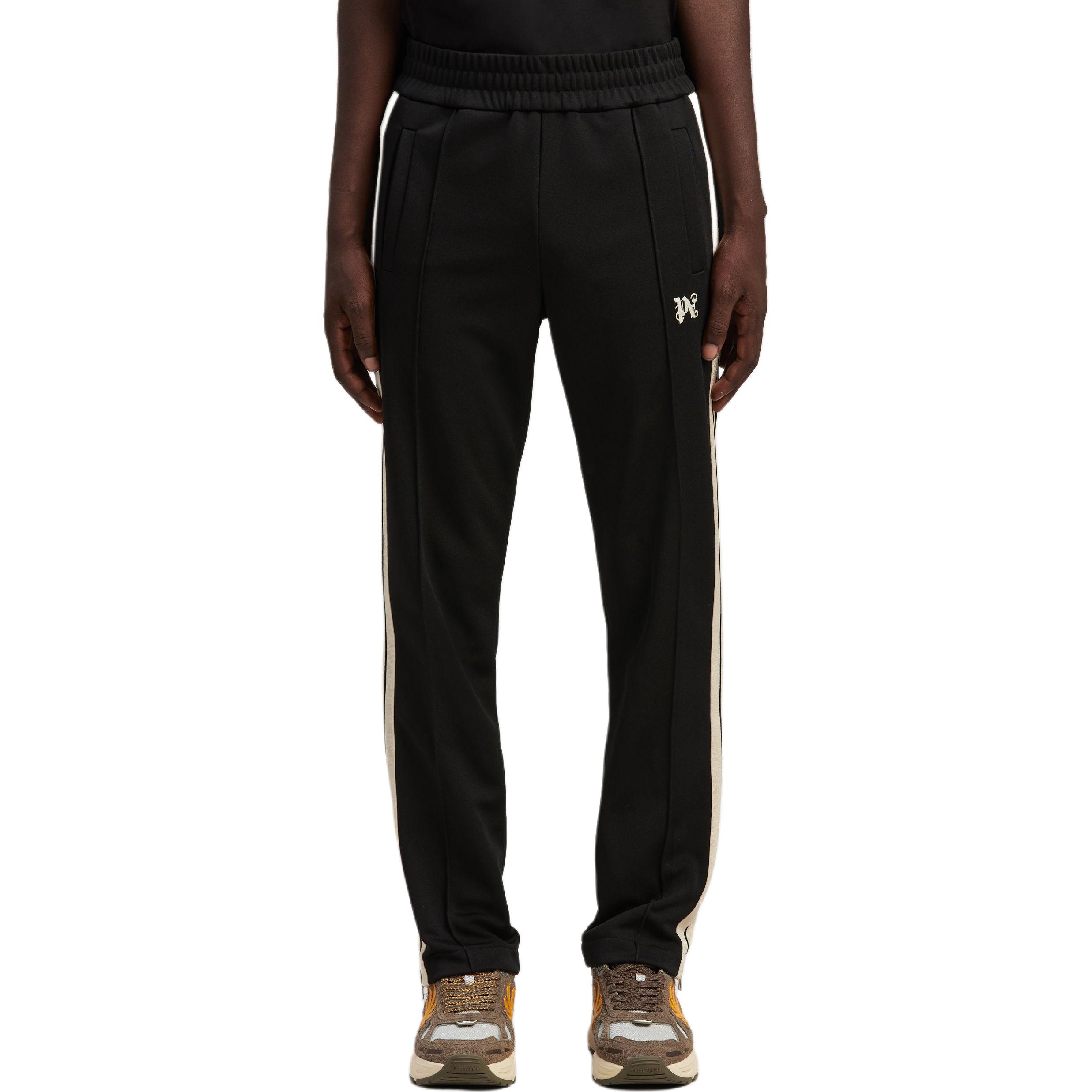 Shop PALM ANGELS  Embroidered Logo Track Pants with Striped Trim. PMCJ020R24FAB0011003