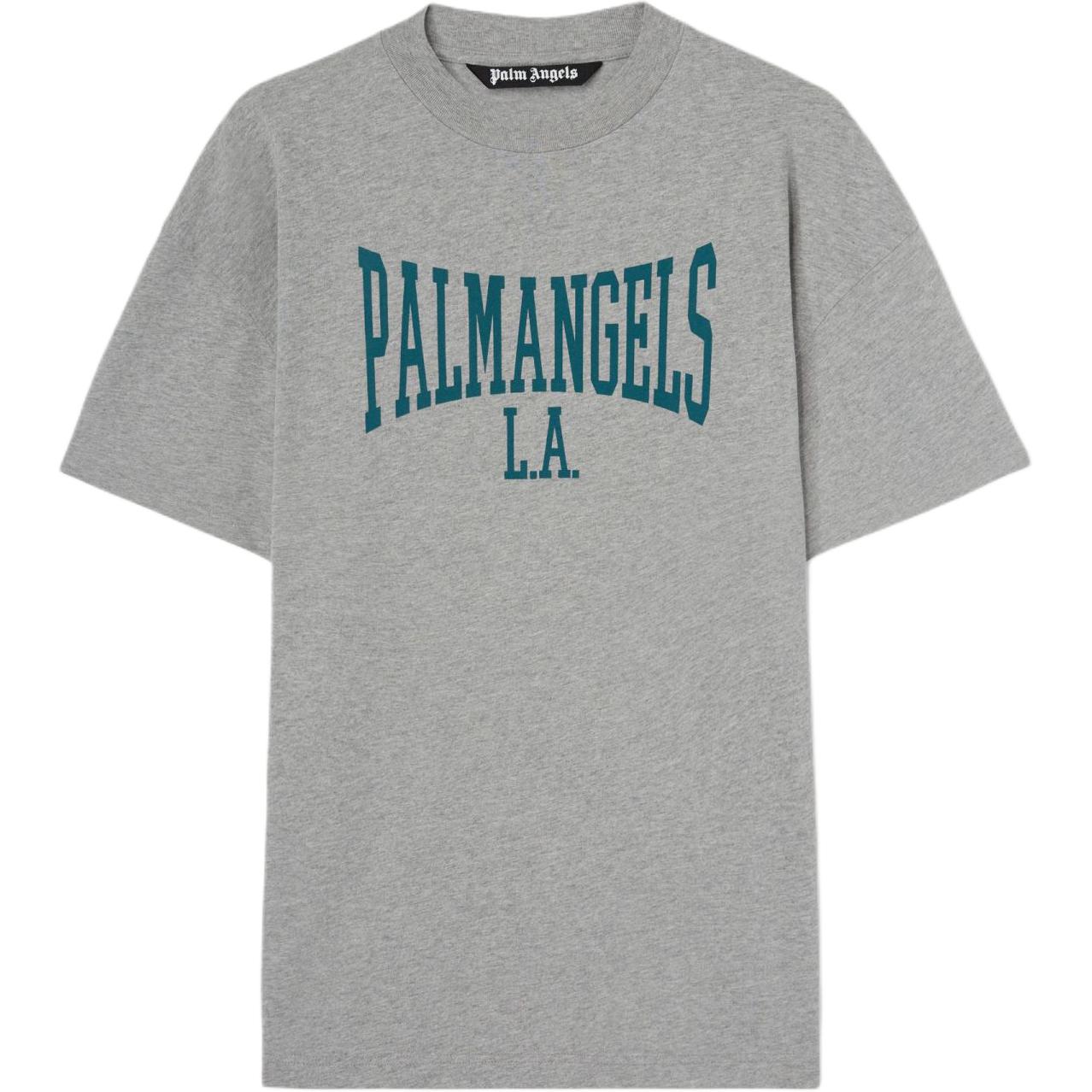 Order Palm Angels  Graphic Print Oversized Tee Gray - Casual Streetwear Style PMAA001F24JER0060848
